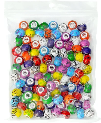 Vista 6 de RUBYCA 30 cuentas de cristal de Murano abstracto a granel para pulseras europeas para hacer joyas de bricolaje