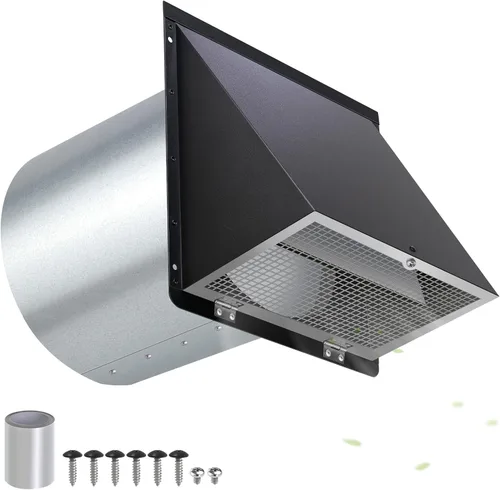 Vista 11 de Cubierta de ventilación de secadora de 3 pulgadas para exterior, ventilación de pared con capucha con rejilla y amortiguador, cubierta