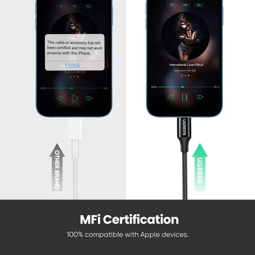 Vista 9 de UGREEN - Adaptador de auriculares para iPhone, Lightning a conector de 3,5 mm, con certificación Apple MFi, dongle de audio auxiliar compatible