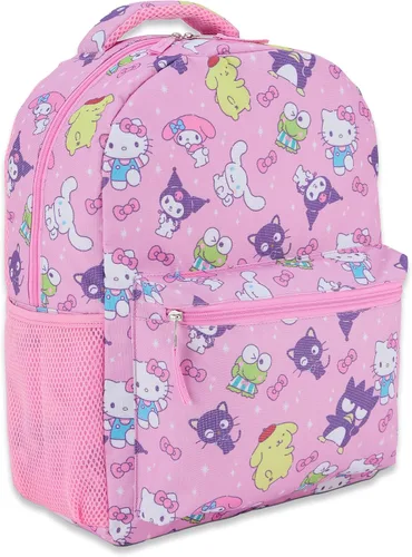 Vista 10 de Hello Kitty Allover Mochila escolar - My Melody, Kuromi, Keroppi, Badtz-Maru - Mochila para niños, niñas, mujeres - Mochila escolar