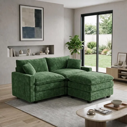Vista 36 de Cloud Couch Sectional, L Shaped Modular Sofa with Movable Ottoman Negro