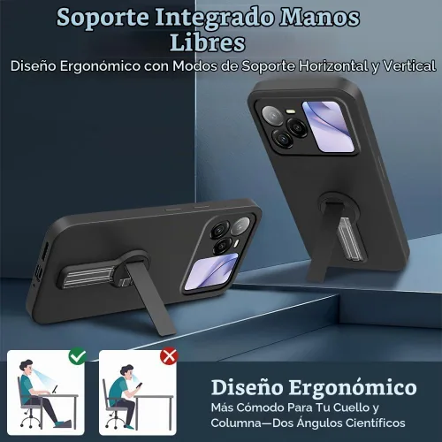 Vista 3 de Compatible con BLU Bold N4 Funda para teléfono, soporte oculto plegable giratorio de 360°, cubierta a prueba de golpes, funda protectora delgada