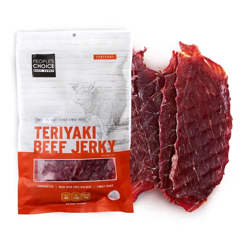 Vista 7 de People's Choice Beef Jerky – Losa Grande Caliente y Picante – Músculo Entero, Rebanadas Finas, Textura de Carne Seca en Losa – 9g de Proteína por