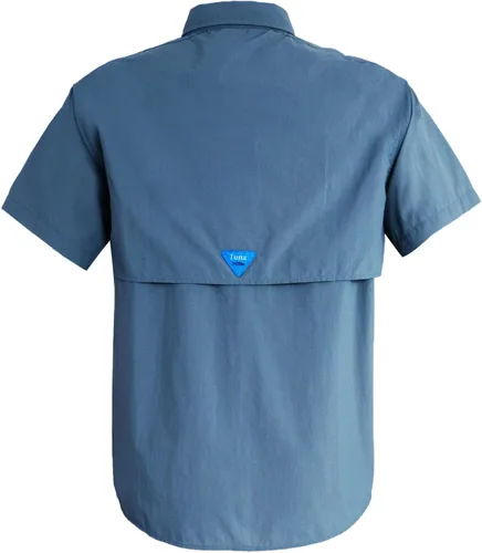 Vista 2 de Camisas de manga corta para hombre, protección solar UV UPF 50+, sólidas, antiestáticas, impermeables, transpirables, de secado rápido, SPF