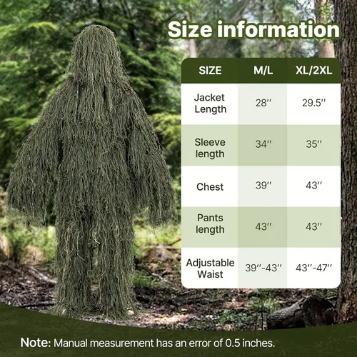 Vista 4 de Ghillie Suit for Men, 5 in 1 3D Camouflage Hunting Suits Camo Hunting Clothes for Adults