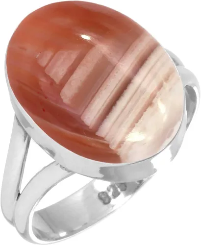 Vista 23 de Anillo hecho a mano de plata de ley 925 genuina grueso con piedras preciosas naturales ágata, cuarzo rosa, lapislázuli, ámbar ovalado, joyería