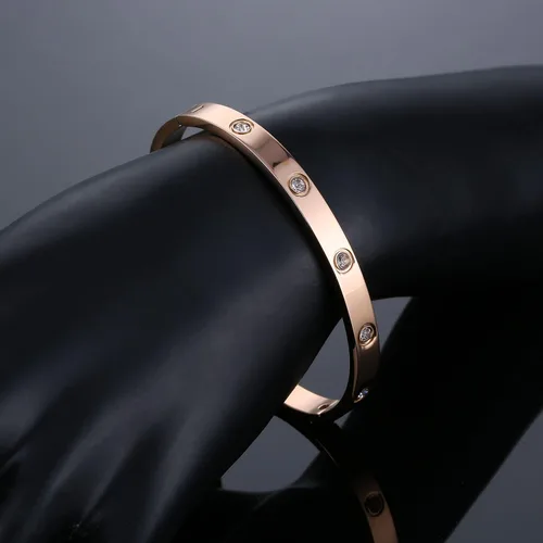 Vista 4 de YCSLYW Women's Stainless Steel Bracelet Jewelry Crystal Bracelet With Cube Zircon Hinge Jewelry oval Bangle Witness the Gift of Love