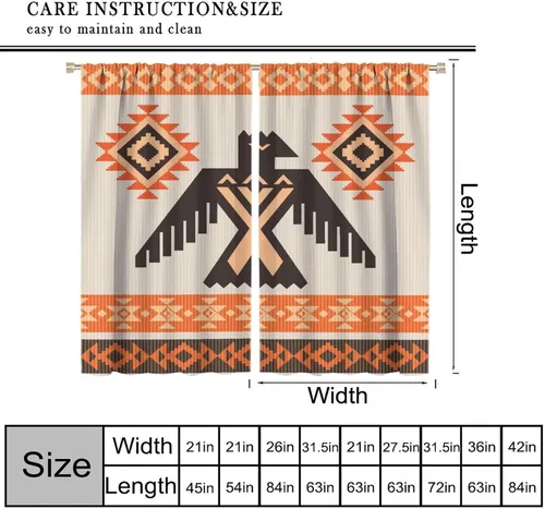 Vista 259 de Cortinas con patrón geométrico tribal, estilo suroeste, azteca, rústico, occidental, nativo americano, opacas, con bolsillo para barra, decoración