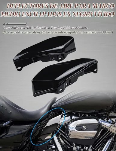 Vista 3 de Amazicha Juego de deflectores de calor de aire de marco medio negro vívido, ajuste izquierdo y derecho, compatible con modelos Harley Touring