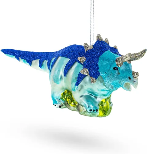 Vista 6 de Dinosaurio brillante brillante - Adorno navideño de vidrio soplado