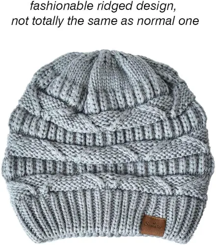Vista 4 de Somaler Gorro de punto para mujer de gran tamaño grueso para invierno gorro de esquí