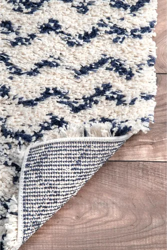 Vista 7 de nuLOOM Cuellar Chevron Shag - Alfombra de área, 4 x 6, azul marino