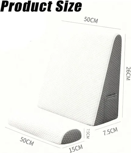 Vista 7 de Juego de almohada de cuña ortopédica ajustable para dormir, incluye una almohada para el cuello, espuma viscoelástica de alta calidad y funda Gris
