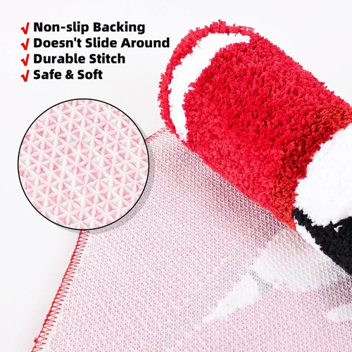 Vista 5 de Panstar Alfombra de baño de labios rojos, bonita y divertida alfombra de baño con forma de labios mordedores, antideslizante, absorbente, alfombra