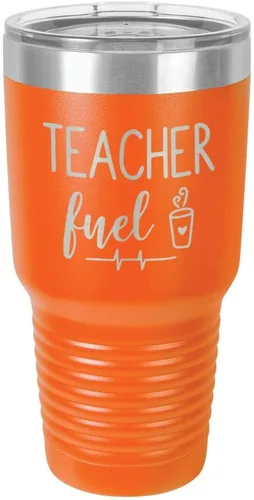Vista 16 de TEACHER FUEL Vaso negro de 30 onzas con popote y tapa superior deslizante Taza de viaje de acero inoxidable Comparar con Yeti Rambler