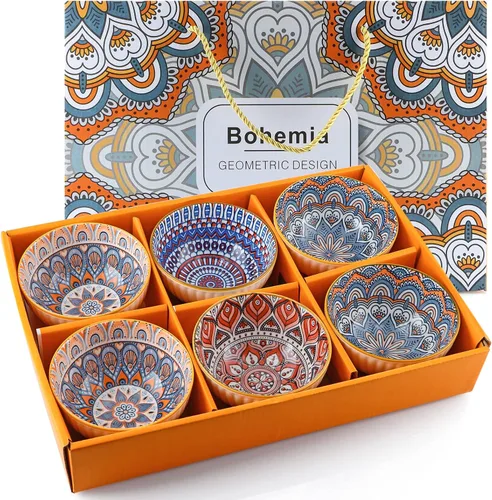 Vista 10 de Sakura Bowl - Tazones de cerámica de 10 onzas, juego de regalo de cuencos de colores surtidos para arroz, cereales, fideos, sopa, postres, paquete