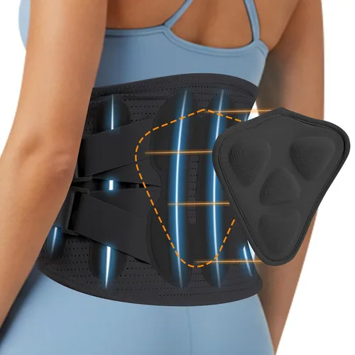 Vista 8 de Soporte de espalda para aliviar el dolor de espalda baja para mujeres, cinturón de apoyo lumbar ajustable, malla transpirable para hernia de disco
