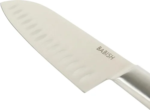 Vista 6 de Babish - Cuchillo Santoku de 6.5 pulgadas - Cuchillo de cocina alemán de acero de alto carbono 1.4116, hoja de espiga completa y afilada como una