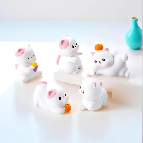 Vista 3 de 6 piezas de figuritas de gato en miniatura, gatos en miniatura de resina, figuritas de gatos en miniatura, animales lindos, figuritas de gato