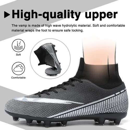 Vista 2 de CBUSTER Tacos de fútbol para hombre, de caña alta, para mujer, AG TF