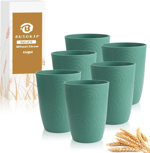 Vista 15 de Vasos de paja de trigo de 16 onzas, vasos de plástico