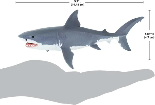 Vista 3 de Safari Ltd. Gran figura de tiburón blanco – Figura de modelo realista de 6.25 pulgadas – Juguete educativo para niños, niñas y niños a partir de 3