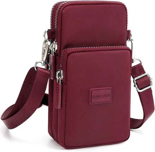 Vista 8 de YINHEXI Bolsos cruzados pequeños para mujer, a la moda, mini compartimento triple para teléfono celular, monederos cruzados Negro