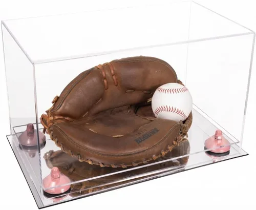 Vista 89 de Better Display Cases Vitrina de guantes de béisbol de acrílico transparente con elevadores negros (A011/V16)