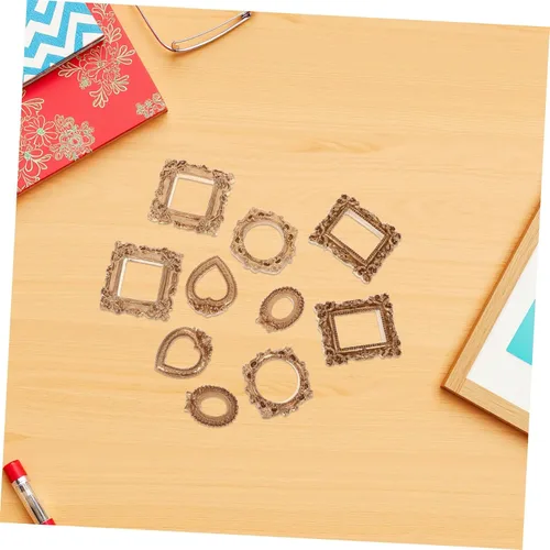Vista 9 de 10pcs Mini Vintage Gold Resin Picture Frames for DIY Crafts