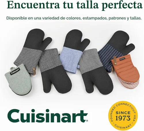 Vista 7 de Cuisinart Heritage - Mini guantes para horno, 2 unidades, neopreno Denim Pinstripe