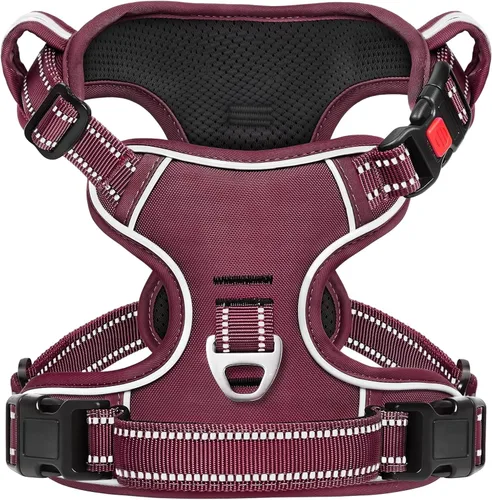 Vista 23 de Timos Arnés para perro de tamaño pequeño, arnés sin tirones para mascotas con cuello a presión bloqueable, chaleco reflectante para perro, sin