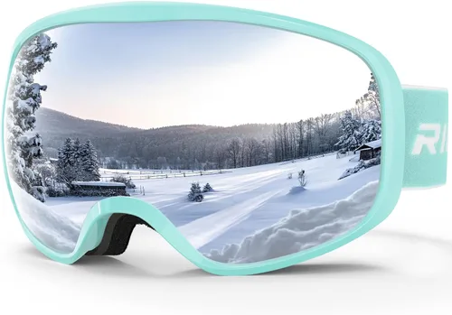 Vista 10 de Gafas de esquí de snowboard para hombres, mujeres, adultos, jóvenes, sobre gafas OTG/100% protección UV, antivaho/visión amplia