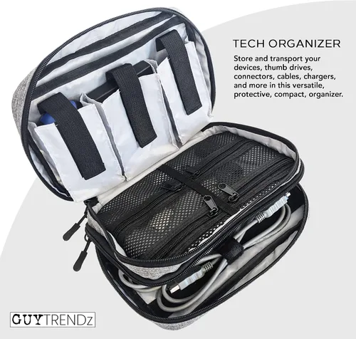 Vista 2 de Tech Organizer Estuche de viaje – Bolsa electrónica para cables, cargadores y accesorios – Bolsa organizadora de cables compacta y duradera
