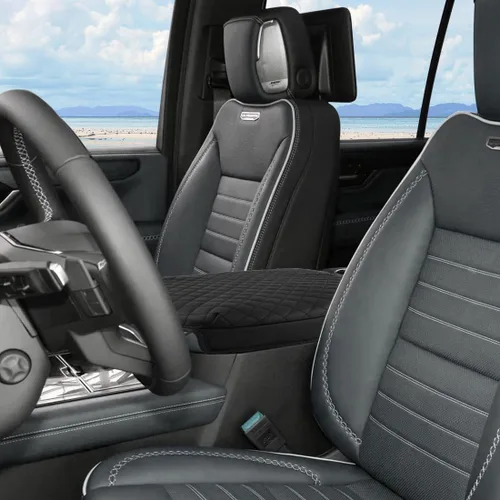 Vista 9 de Cubierta de consola central para Chevy Silverado y GMC Sierra, accesorios 2019-2025, caja de reposabrazos de microfibra impermeable y cuero