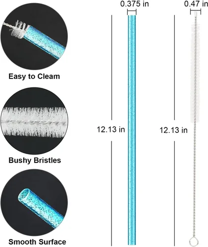 Vista 2 de Popote de repuesto para vaso Stanley Cup de 40 onzas y 30 onzas, paquete de 10 popotes de plástico reutilizables de 12.13 pulgadas de largo
