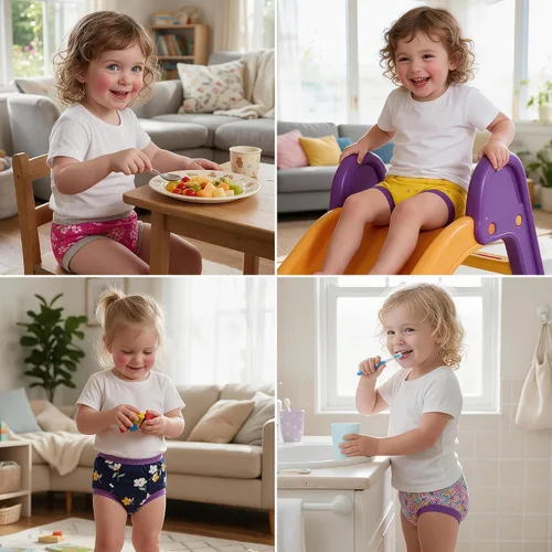 Vista 2 de BIG ELEPHANT Ropa interior de entrenamiento para niños pequeños, 100% Rosado floreado