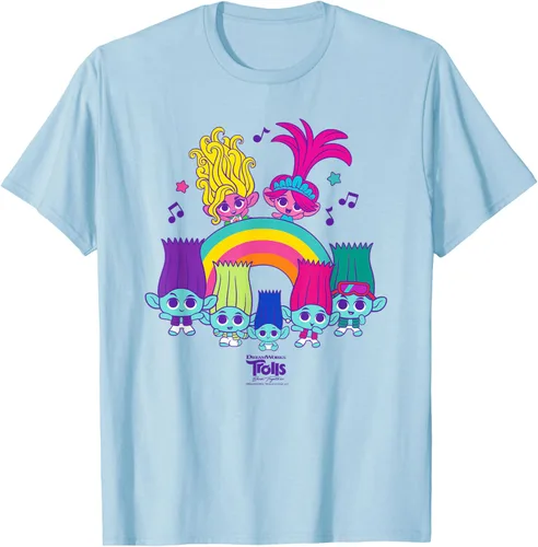 Vista 47 de Camiseta DreamWorks Trolls Band Together BroZone Poppy Viva Rainbow Negro