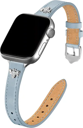 Vista 17 de JR.DM Correas de cuero delgadas compatibles con Apple Watch Band 1.496 in 1.575 in 1.614 in 1.654 in 1.732 in 1.772 in 1.811 in 1.929 in, correa