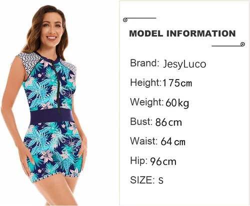 Vista 5 de JesyLuco Traje de baño de una pieza sin mangas para mujer, con cremallera frontal, traje de baño con control de abdomen