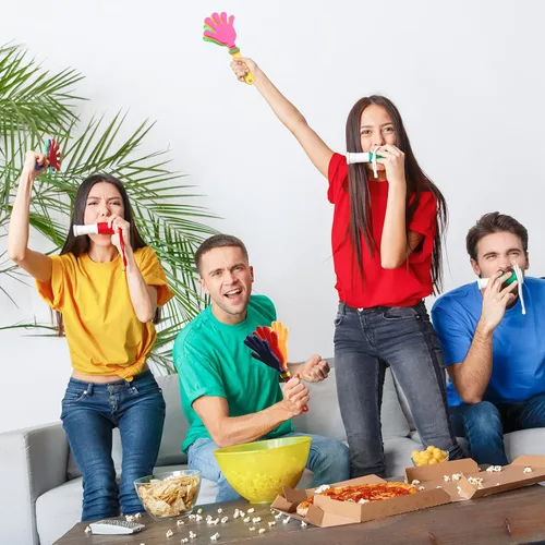 Vista 3 de Yunsailing 224 piezas para hacer ruido para fiestas, a granel, incluye sopladores de papel con flecos, cuernos para eventos deportivos, adultos