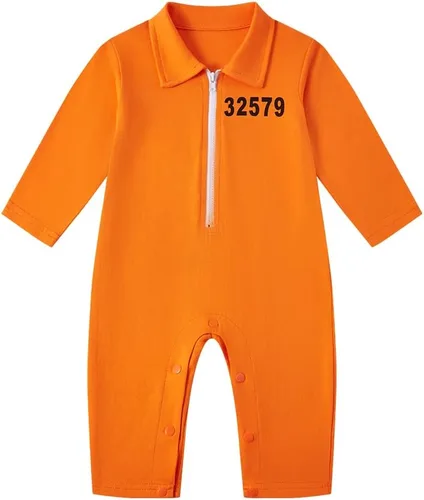 Vista 2 de Disfraz de Halloween para bebé niño y niña, recién nacido (0-3 meses, naranja)