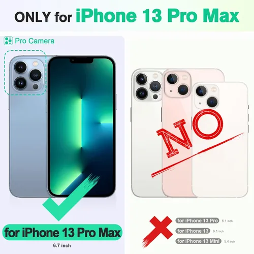 Vista 2 de TUCCH Funda tipo billetera para iPhone 13 Pro Max, con bloqueo RFID, con 4 ranuras para tarjetas, con soporte, a prueba de golpes, con carcasa