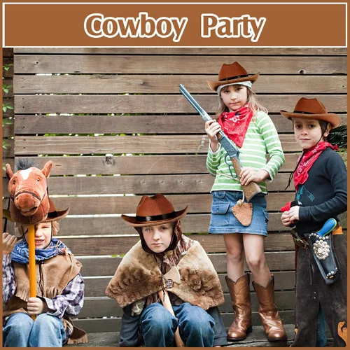 Vista 5 de Hercicy Sombrero de Vaquero Occidental para Niños Sombrero de Vaquera para Niños y Niñas Disfraz de Vestir, Suministros para Fiestas de Navidad