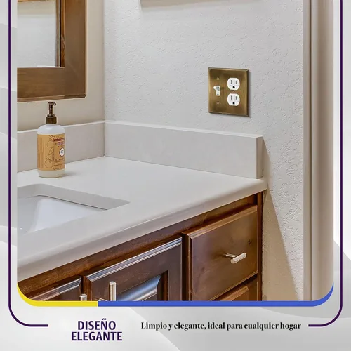 Vista 8 de ENERLITES Placa de pared de metal para combinación de interruptor de palanca y receptáculo dúplex, cubierta de salida de acero inoxidable 201 Latón