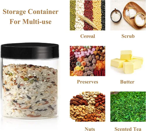 Vista 4 de Hajoyful Tarros de plástico con tapas, recipientes vacíos de slime para cosméticos, tarros de comida transparentes para alimentos, tarro redondo