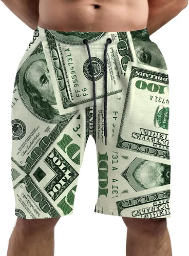 Vista 3 de BUGKHD American Dollar Money Graphic - Pantalones cortos de playa de verano para hombre