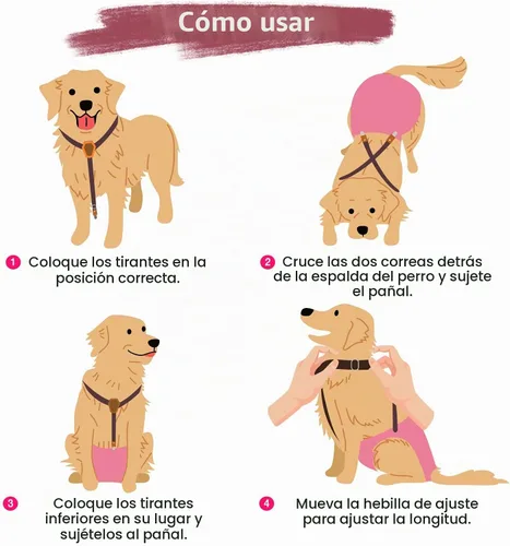 Vista 5 de Pet Soft Tirantes de pañales para perro hembra, 2 piezas, tirantes para falda de perro, vestido, Negro, rosa, marrón, burdeos