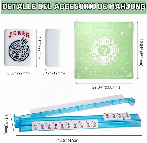 Vista 4 de American Mahjong Set con alfombrilla y bastidores, 166 azulejos
