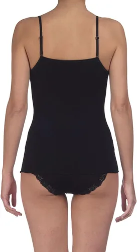 Vista 2 de Camisola de lana y seda acanalada con borde de lechuga para mujer con cuello en V y encaje 3408