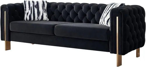 Vista 10 de Daesar Sofá moderno para sala de estar, sofá de lino con brazos cuadrados, 84.25 pulgadas con sofá, color beige